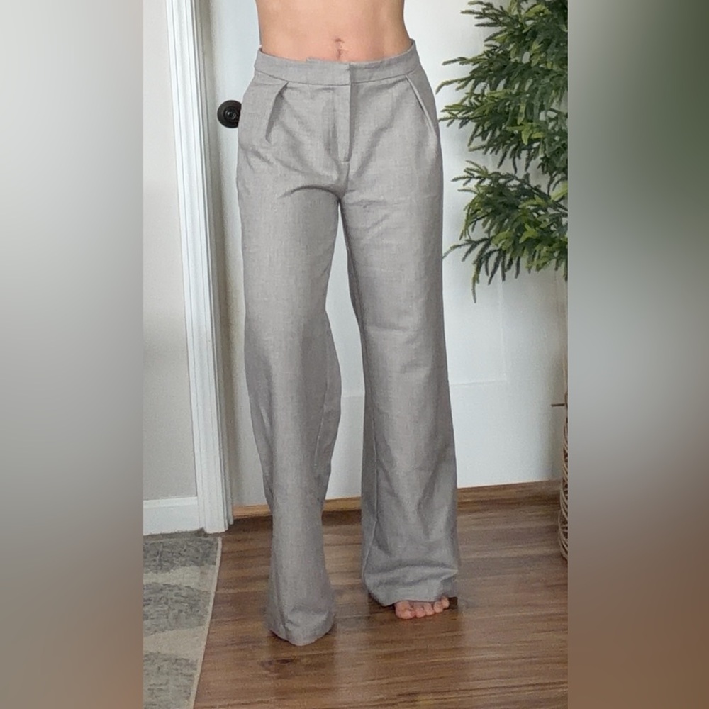 Gray Taupe Wide Leg Dress Pants Trousers